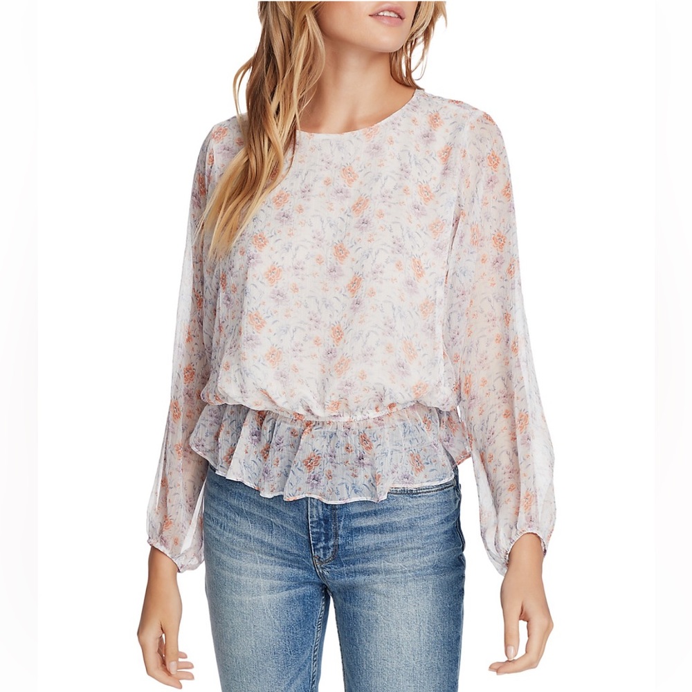 Long sleeve light floral blouse